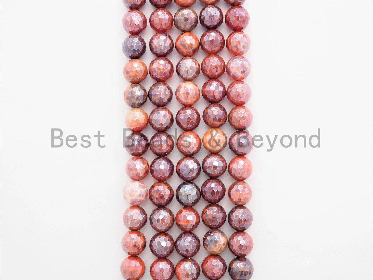 Mystic Plated Faceted Fire Agate beads, High Quality 6mm/8mm/10mm Red Gemstone beads, Red Agate Beads, 15.5inch strand, SKU#U353