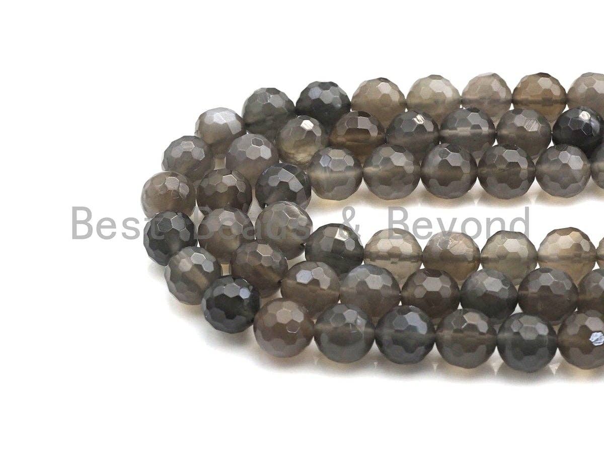 Top Quality Natural Black Moonstone Faceted Beads, 6mm/8mm/10mm/12mm Round Faceted Black Moonstone Beads,15.5" Full Strand, sku#UA64