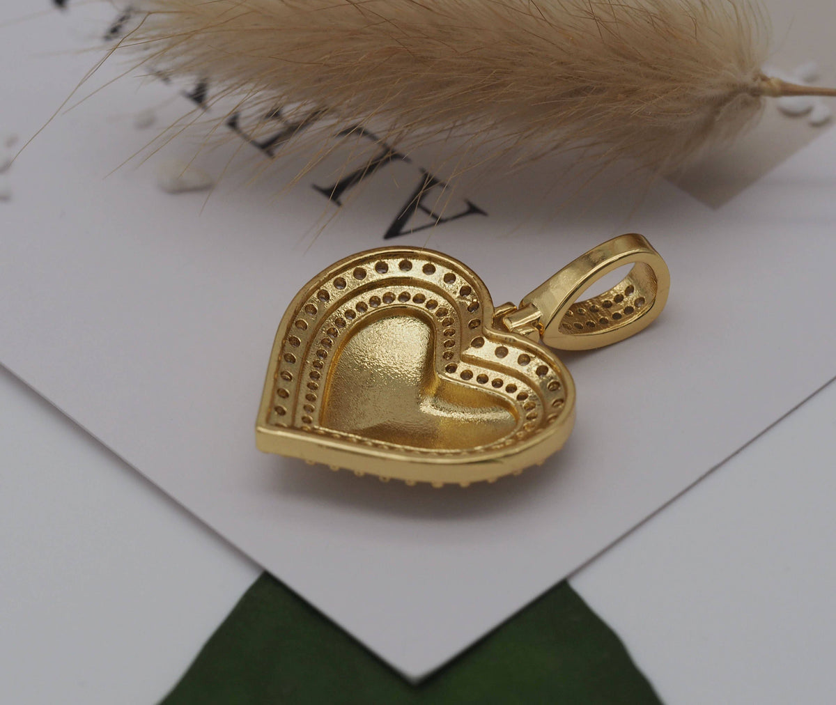 CZ Heart Charm, Sku#LK631