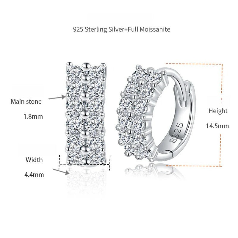 Double-Row Full-Pavé D-Color VVS1 Moissanite Stud Earrings in 18K Gold-Plated 925 Sterling Silver