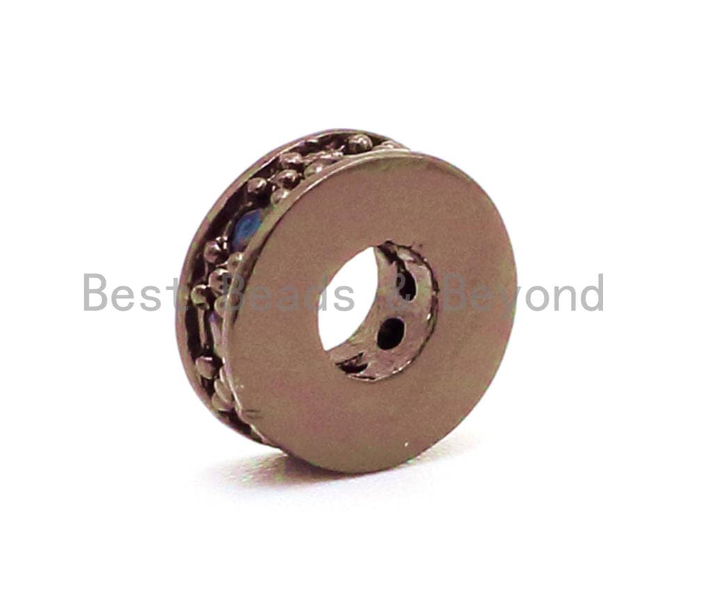 CZ Black Micro Pave Cylinder Spacer Beads, Cubic Zirconia Space Beads, Men's Jewelry Beads, Large hole Beads, 7x2.5mm, sku#G78