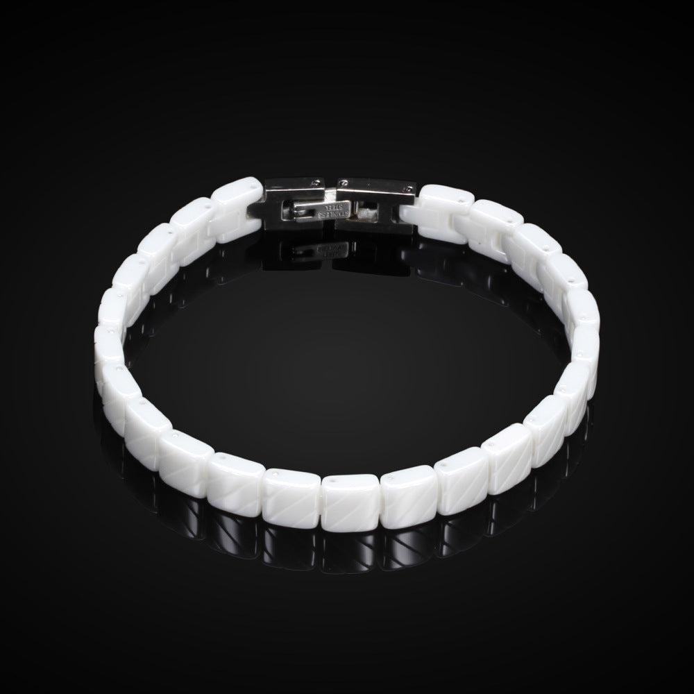 Women's Ceramic Fashion Personality Black White Stitching Bracelet