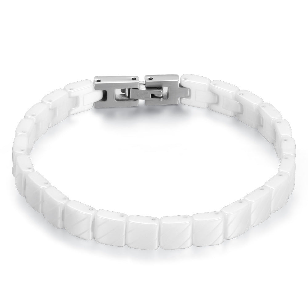 Women's Ceramic Fashion Personality Black White Stitching Bracelet