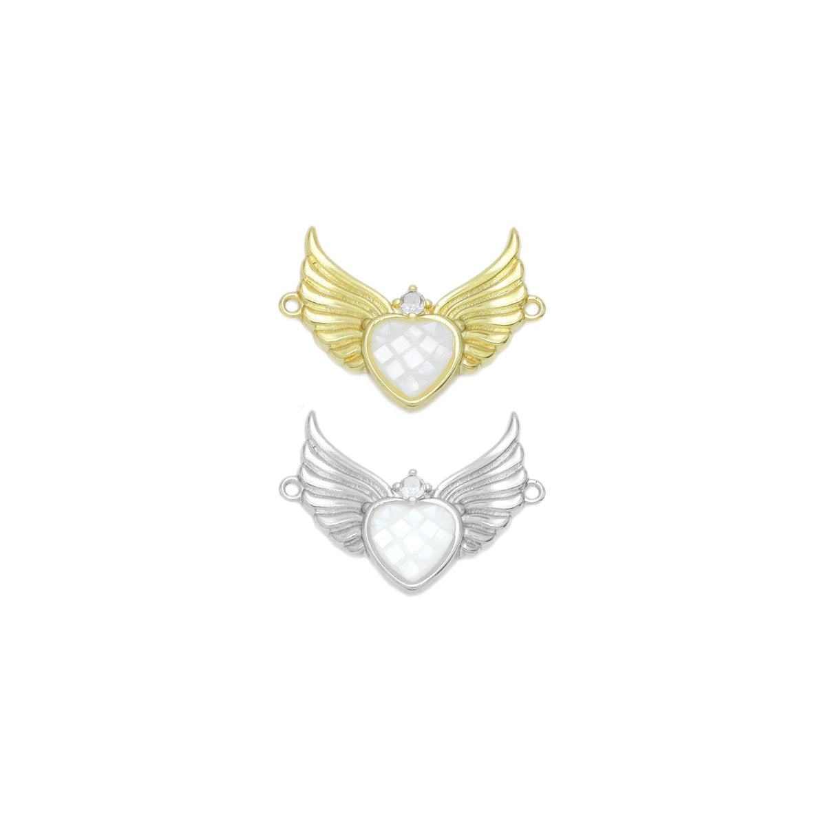 Mother of Pearl Angel Heart Connector Pendant, Sku#WL20