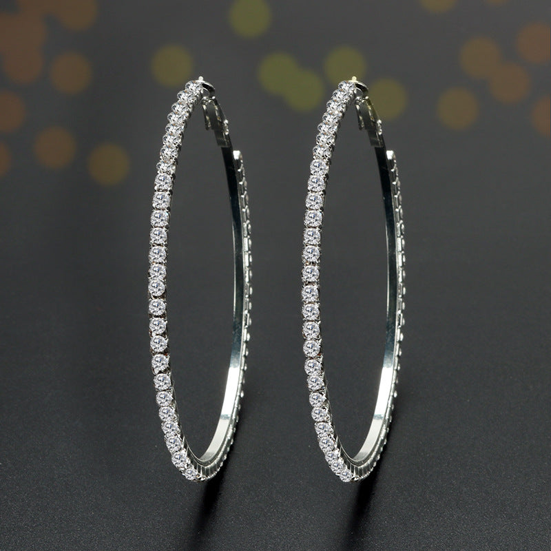 Korean Fashion Exaggerated With Diamond Big Ear Circle Female Earrings
