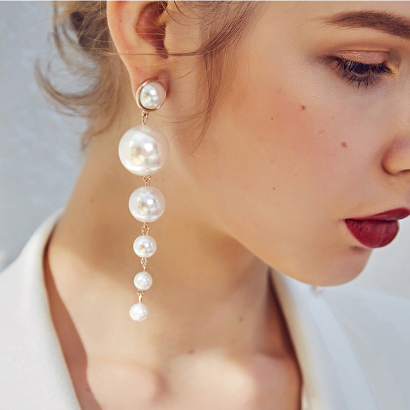 Personality Simple Long Pearl Female High Sense Rings