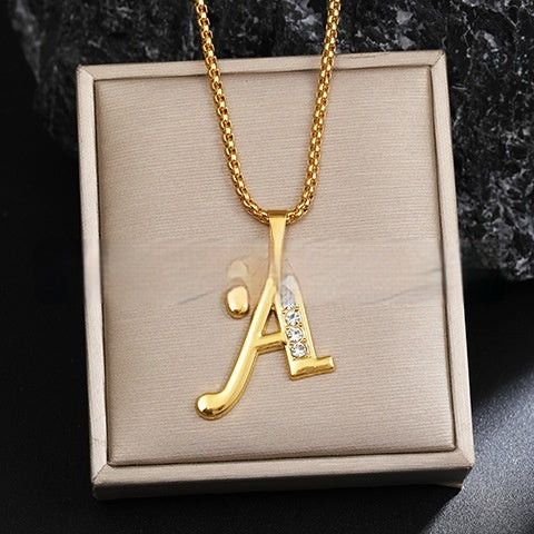26 Diamond-Encrusted English Alphabet Necklaces