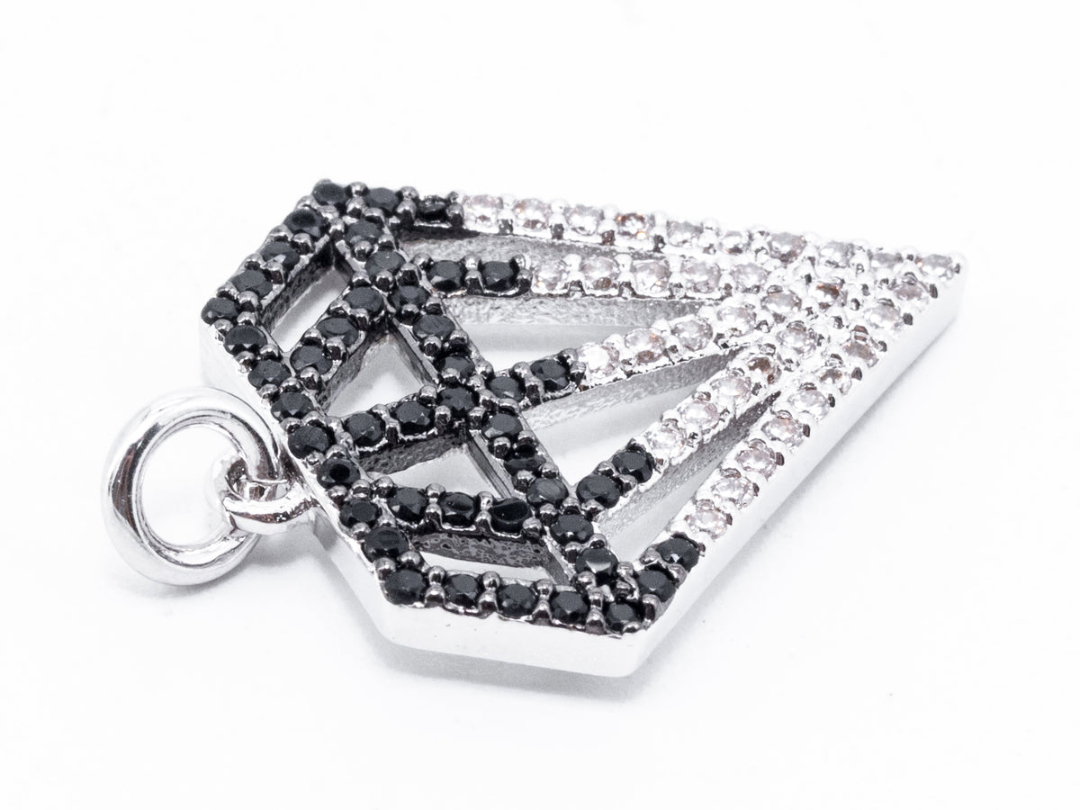 1PC/2PCS CZ Black White Dual Color Micro Pave Diamond Pendant/Charm, Cubic Zirconia CZ Micro Pave Pendant Charm, 17x22mm, sku#F345C