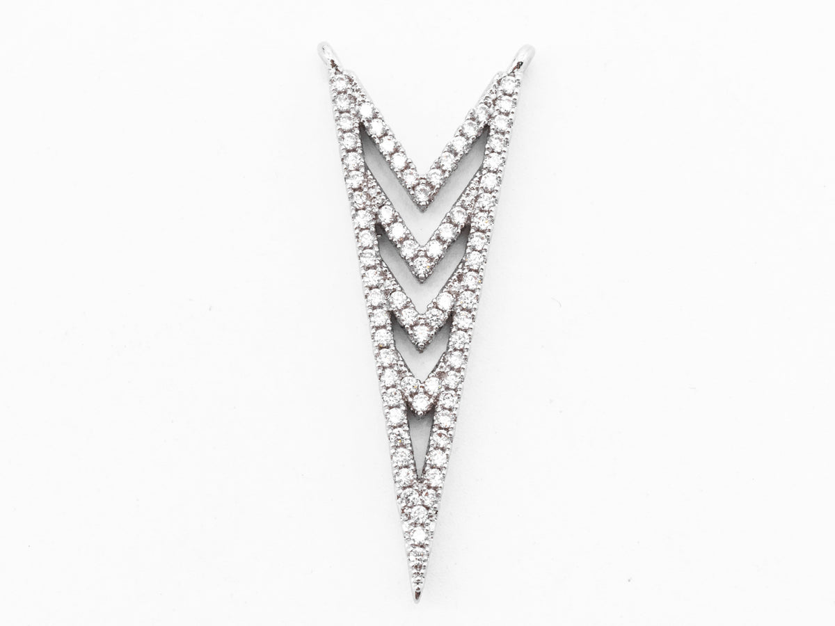 CZ Micro Pave Multi Arrow V shaped Pendant Connector, CZ Pendant in Gold Rose Gold Tone, Rhinestone Jewelry Findings 14x36mm, sku#F346