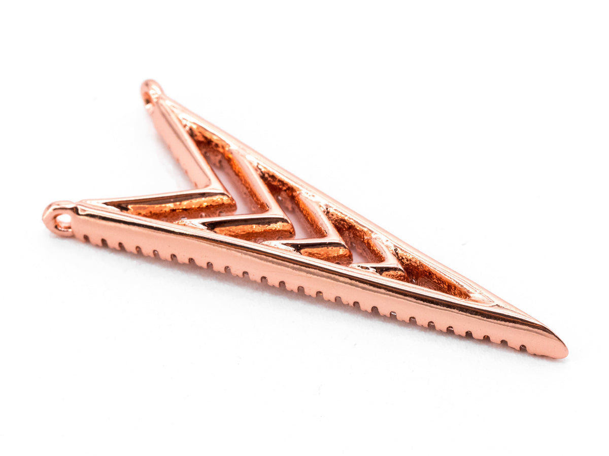 CZ Micro Pave Multi Arrow V shaped Pendant Connector, CZ Pendant in Gold Rose Gold Tone, Rhinestone Jewelry Findings 14x36mm, sku#F346
