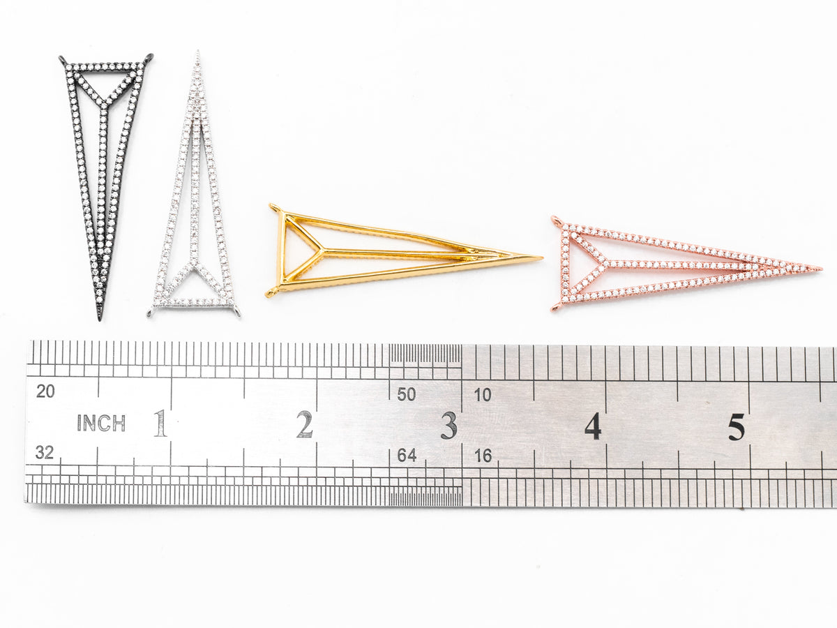 49x17mm CZ Clear Micro Pave open Triangle Connector Pendant/Charm, Cubic Zirconia Connector, Fashion Jewelry Findings, 1pc/2pcs, sku#F347