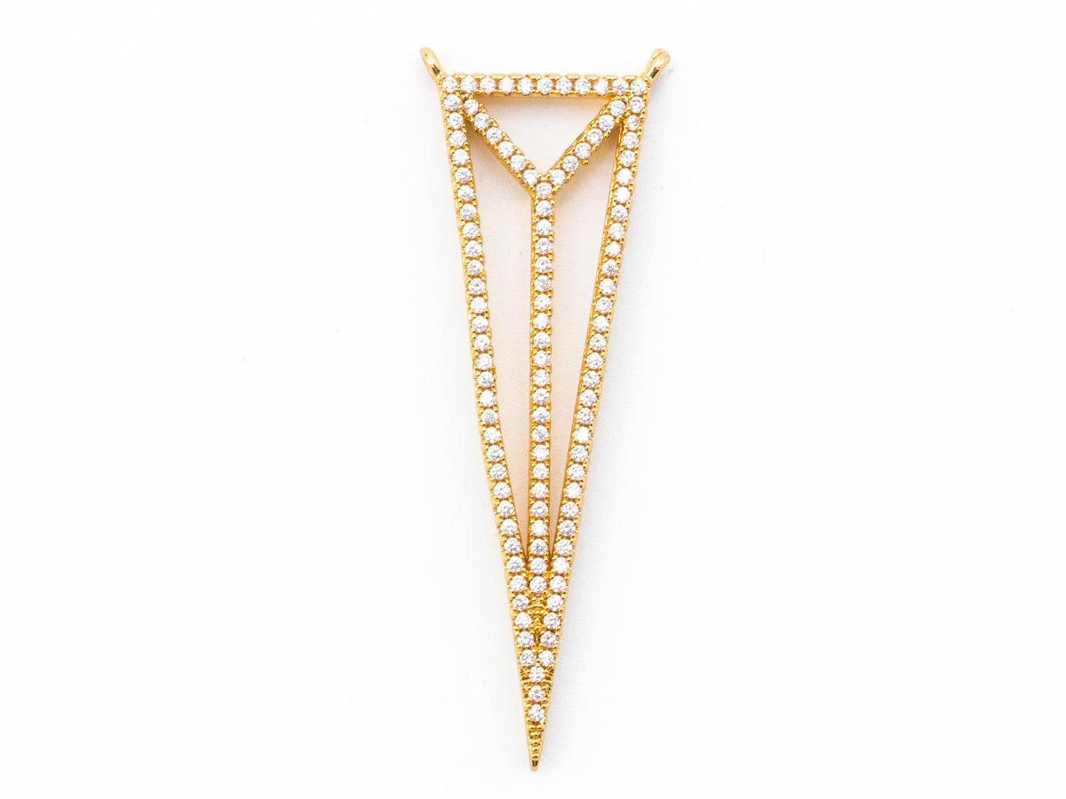 49x17mm CZ Clear Micro Pave open Triangle Connector Pendant/Charm, Cubic Zirconia Connector, Fashion Jewelry Findings, 1pc/2pcs, sku#F347