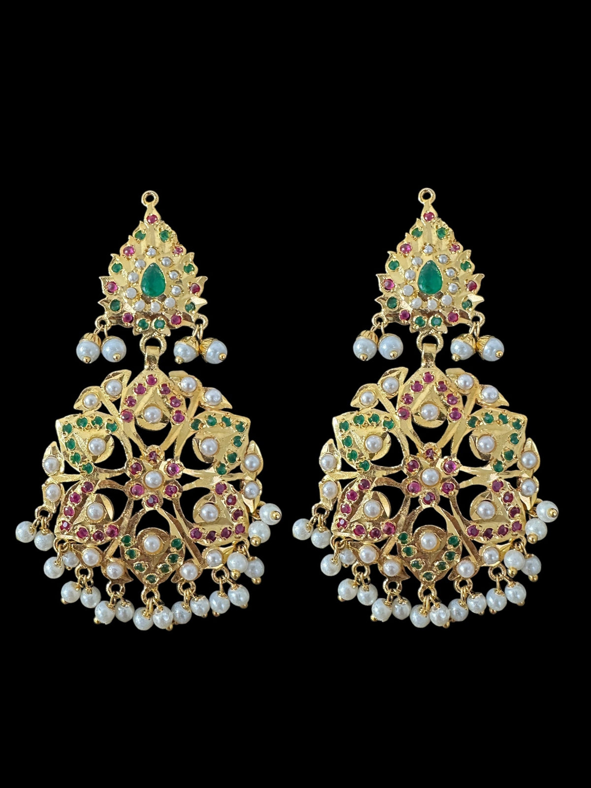 DNS190  Gold-Plated jadau ruby emerald  Hasli Necklace with earrings tika  – Handcrafted Traditional Set ( READY TO SHIP )