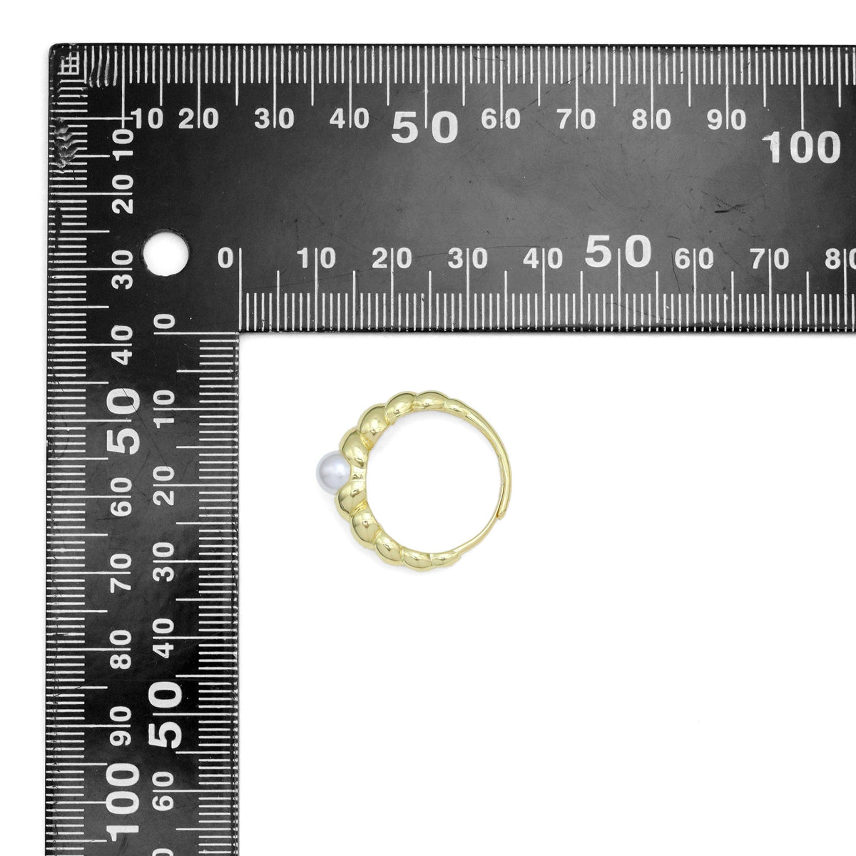 White Pearl  Twisted Line  Adjustable Ring, Sku#A319