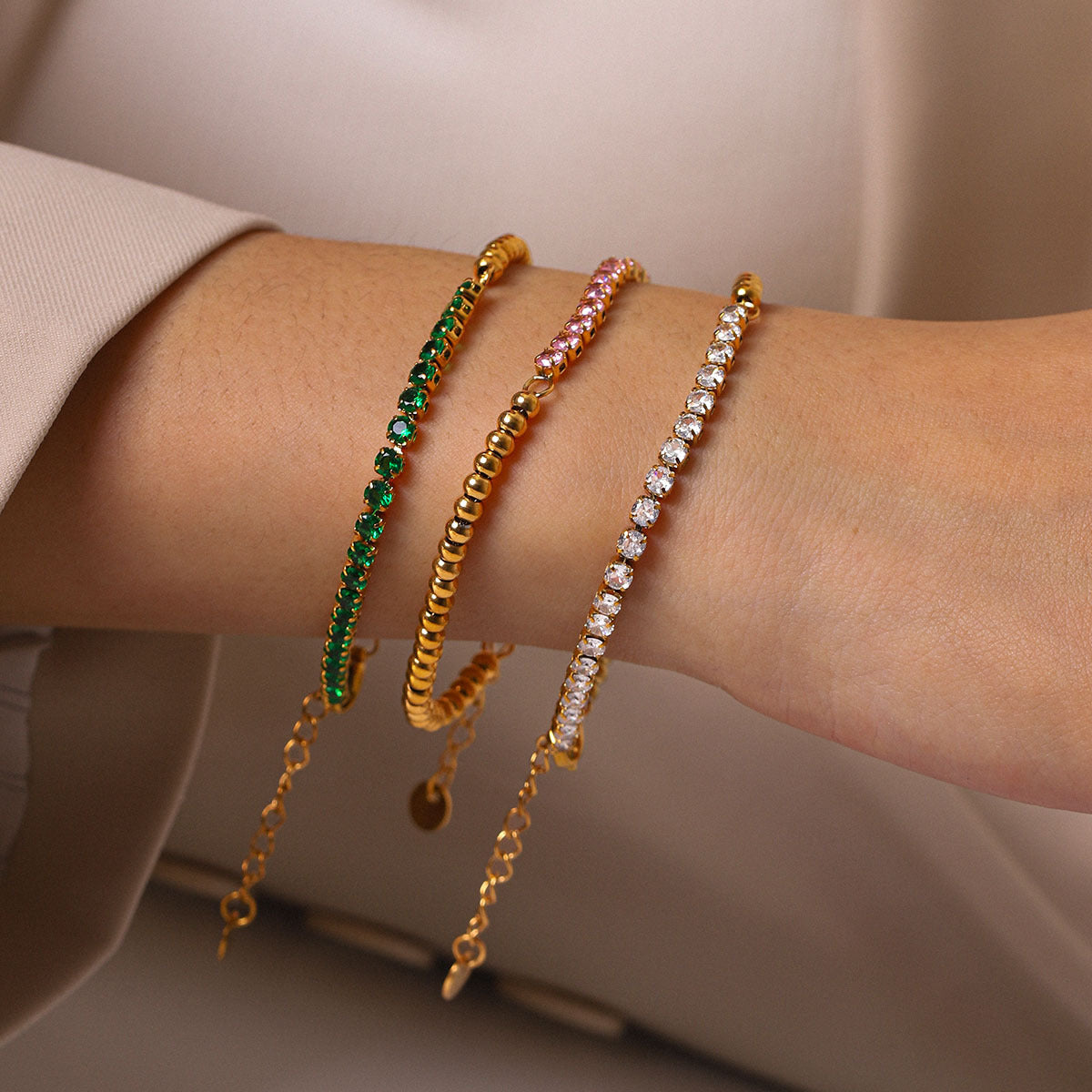 18k Gold-colored Stainless Steel Zircon Bracelet That Wont Fade