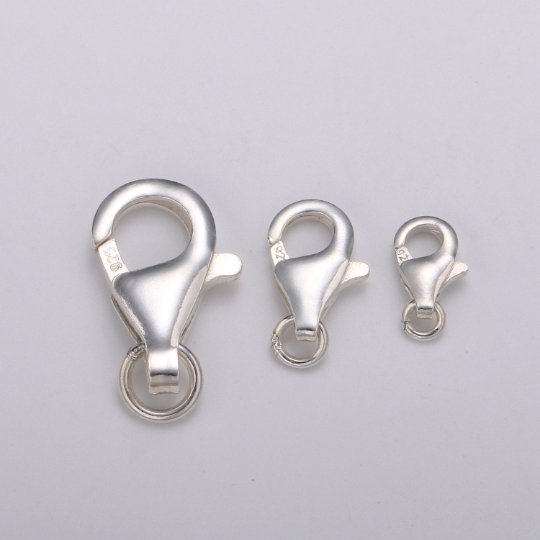 925 Sterling Silver Lobster Clasps with Jump Ring Jewelry Findings for Bracelet, Necklace jewelry making supply component 10mm, 13mm, 20mm SL-233 SL-234 SL-235