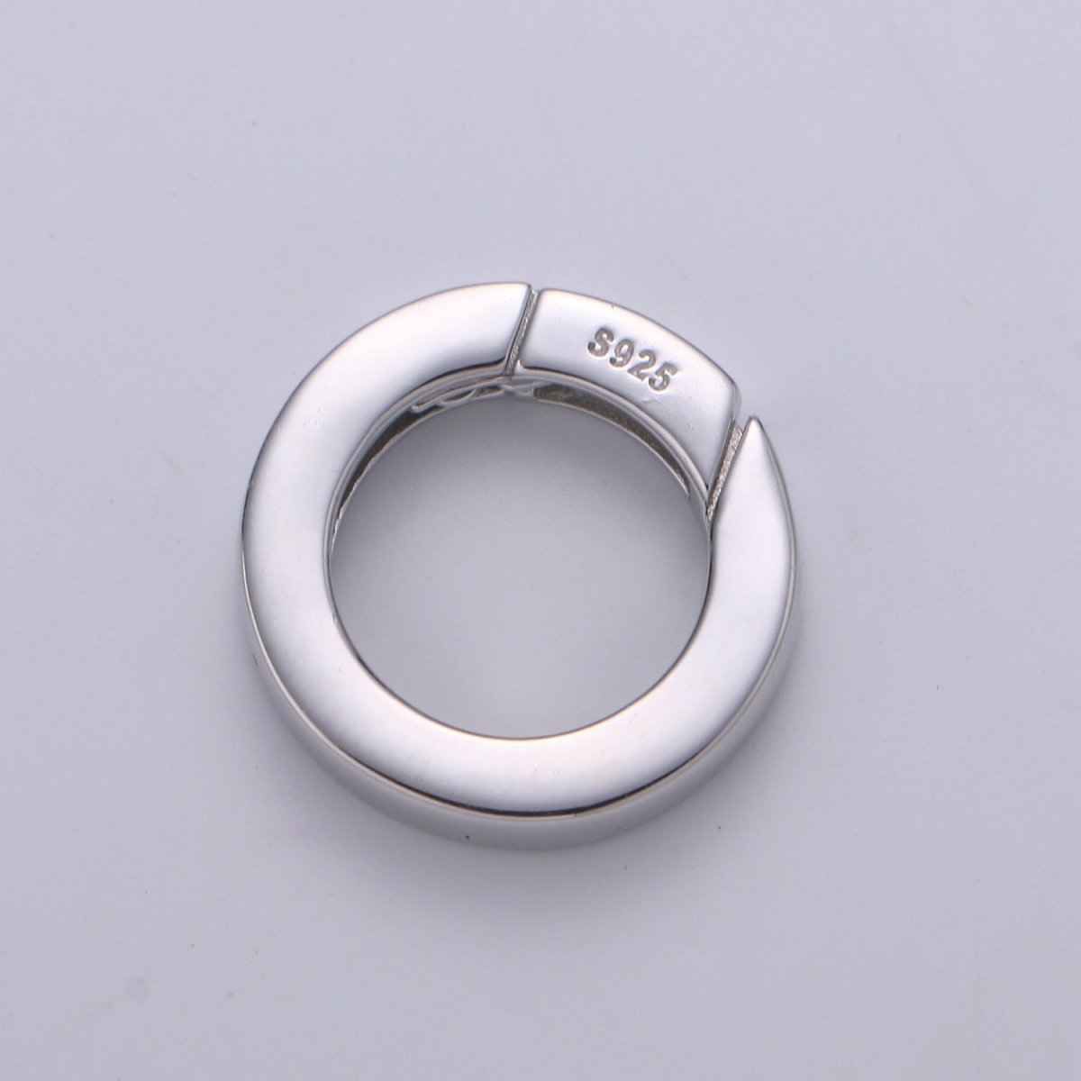 925 Sterling Silver Spring Gate Ring, 16mm Push Gate ring, Charm Holder Clasp for Connector, Wristlet Holder SL-245