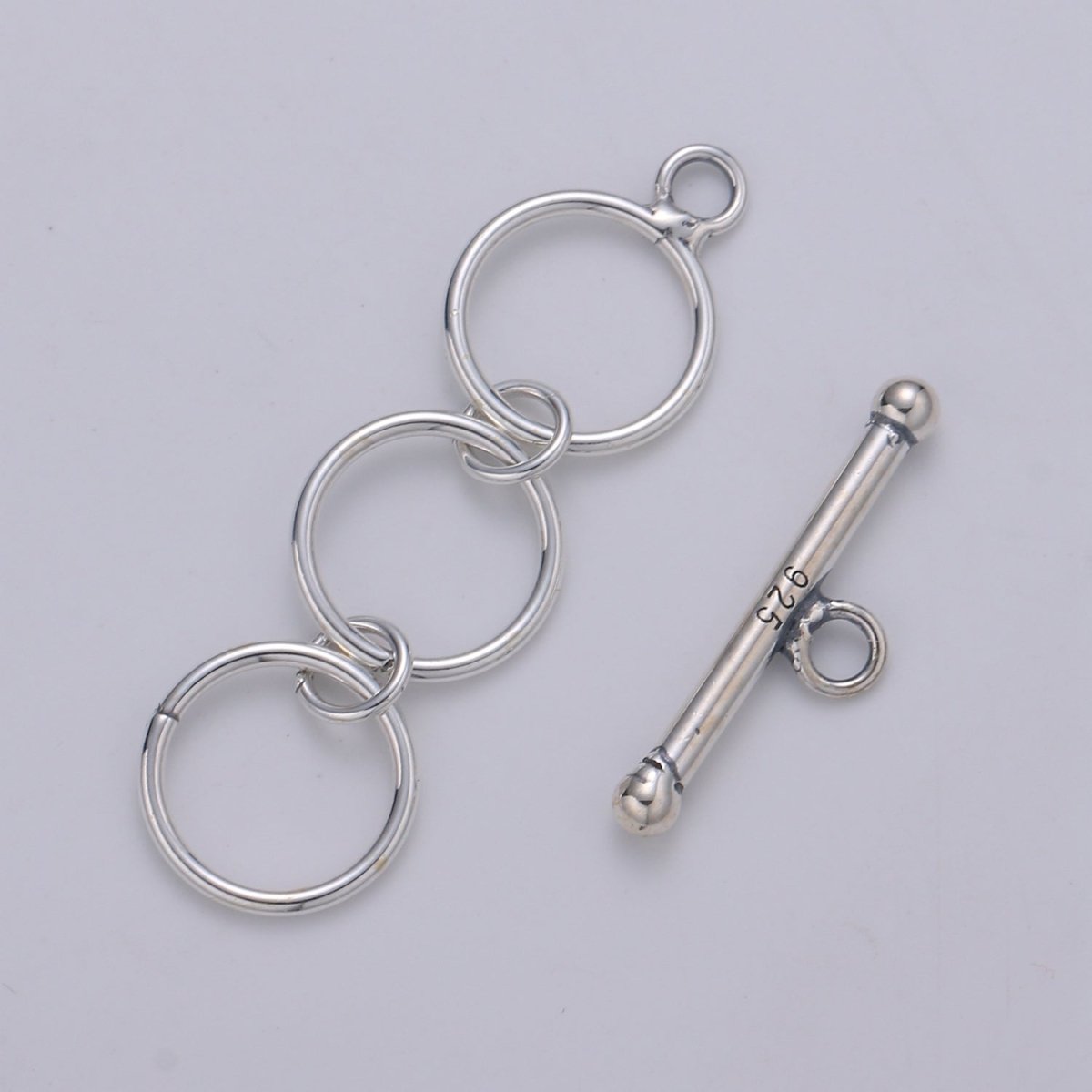 925 Sterling Silver Triple Ring Clasp, Circle and Toggle Clasp for necklace, bracelet, DIY Jewelry making SL-253