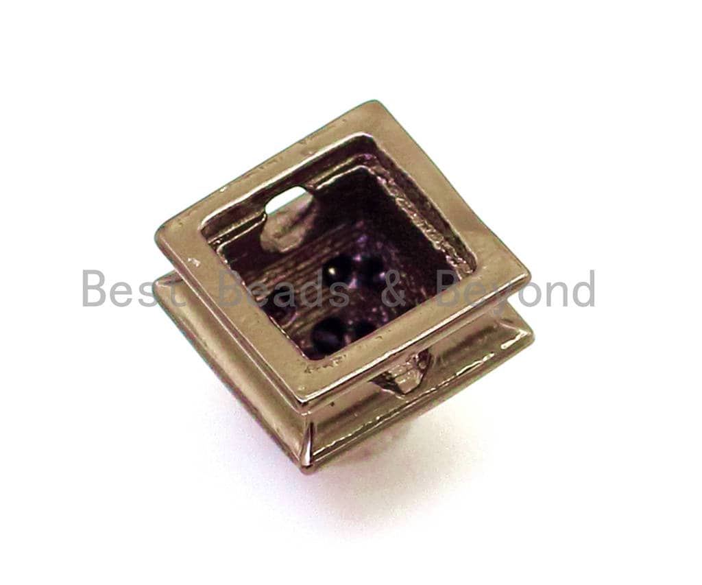 CZ Pyramid Spacer Black Micro Pave Beads, Cubic Zirconia Spacer Beads,Sku#G120