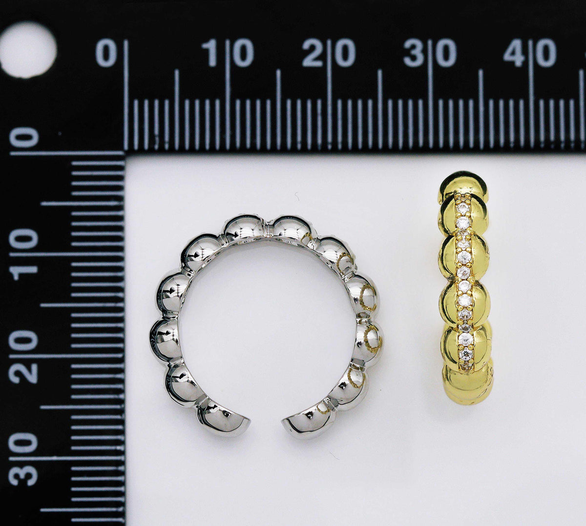 CZ Round Ball Adjustable Ring, Sku#X346