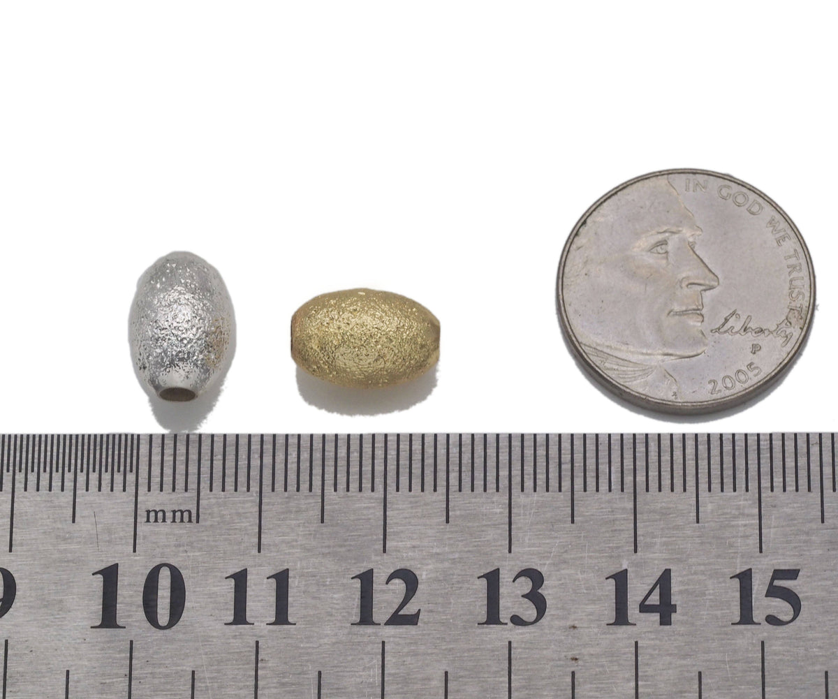 Matte Golden Silver Oval Shape Spacer Beads, Sku#B219