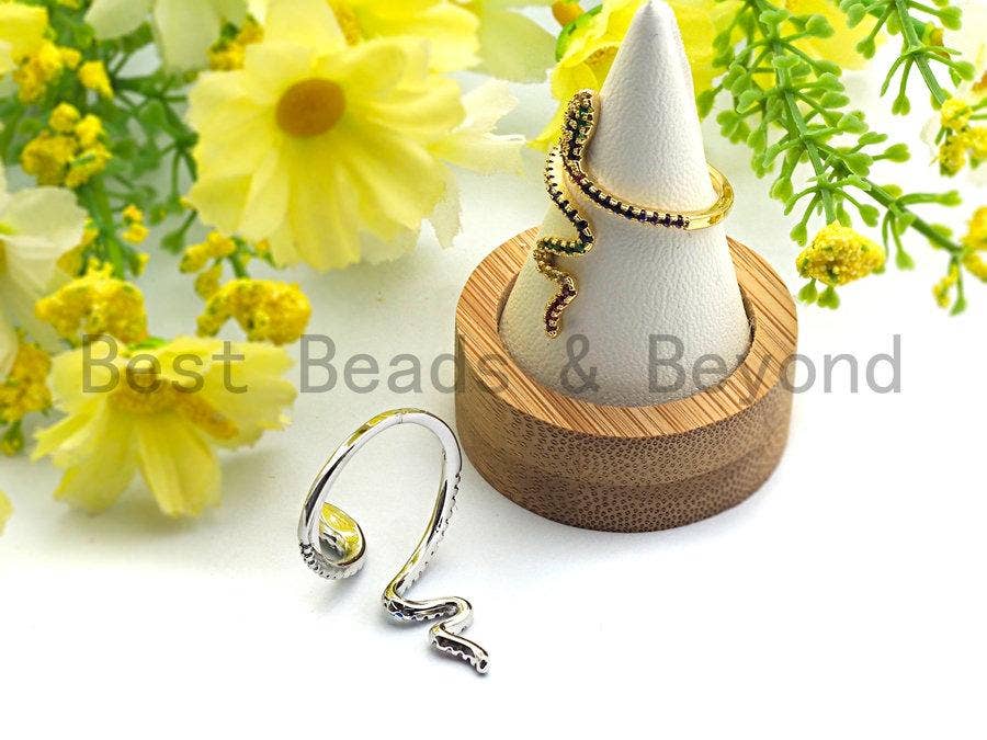 Colorful CZ  Snake Shape Ring, Sku#X42