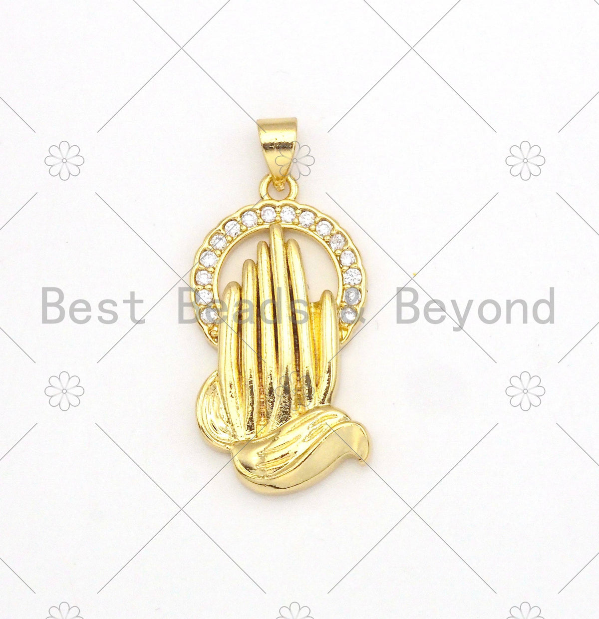 CZ Micro Pave Hand With Round Ring Shape Pendant/Charm,18K Gold Filled Hand Charm, Necklace Bracelet Charm Pendant,15x28mm,Sku#LK376