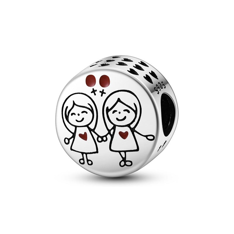 Sisterhood Friendship PendantSilverplated Beaded Heart Bestie Gift