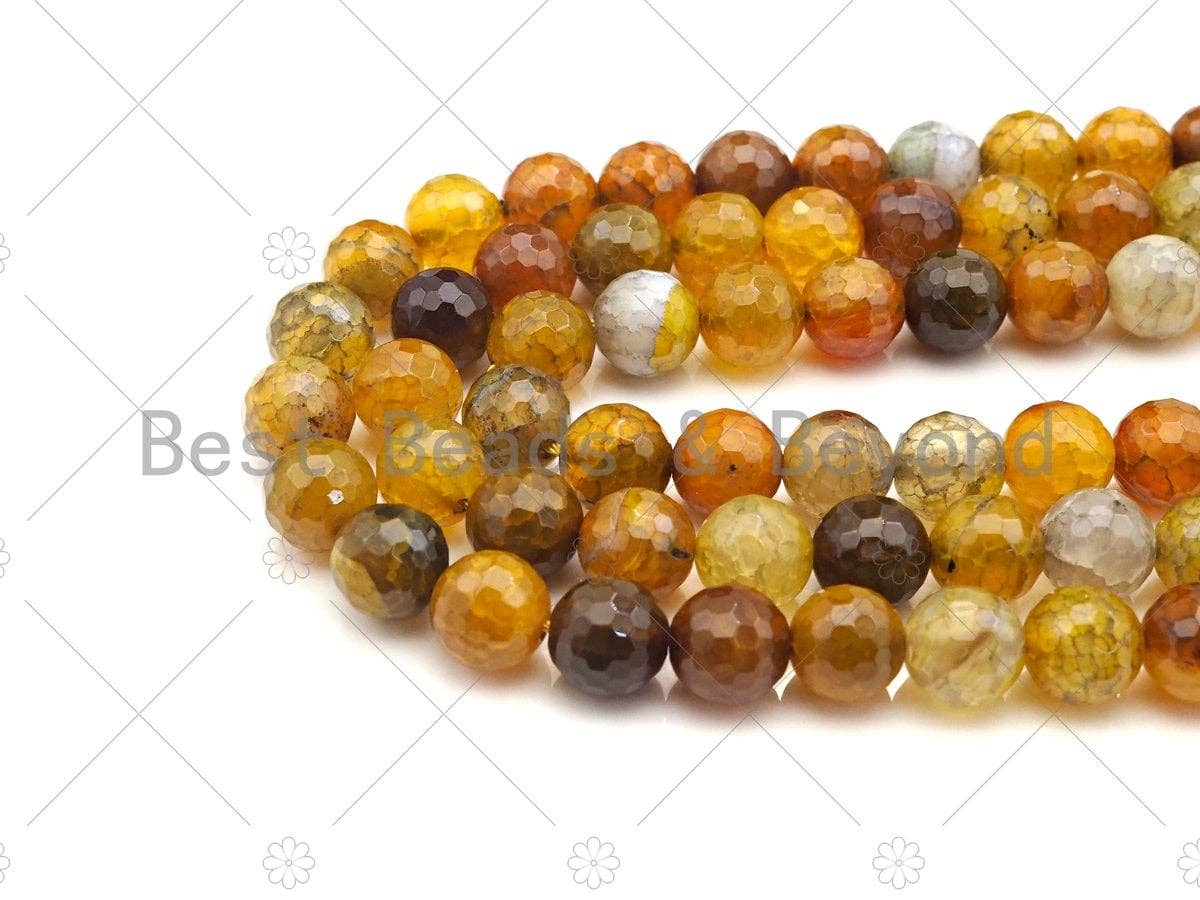 Golden Brown Speical Cut Faceted Fire Agate Beads, 6mm/8mm/10mm/12mm Faceted Fire Agate, 15.5'' Full Strand, SKU#UA192