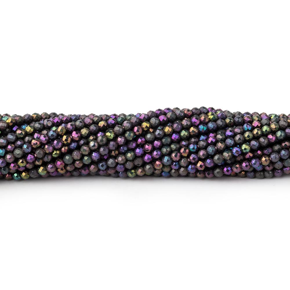 2mm Metallic Violet Black Spinel Micro Faceted Rounds 13 inch 183 beads