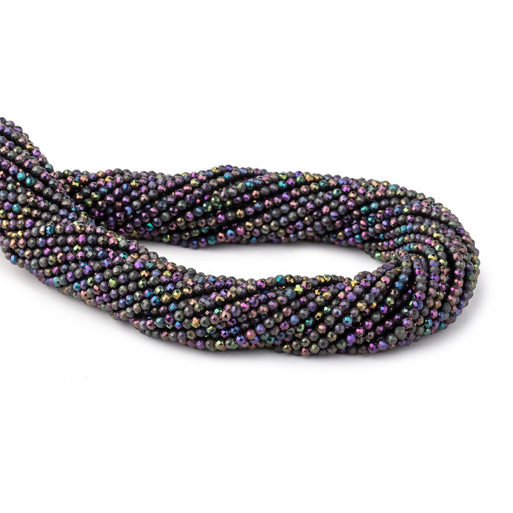 2mm Metallic Violet Black Spinel Micro Faceted Rounds 13 inch 183 beads