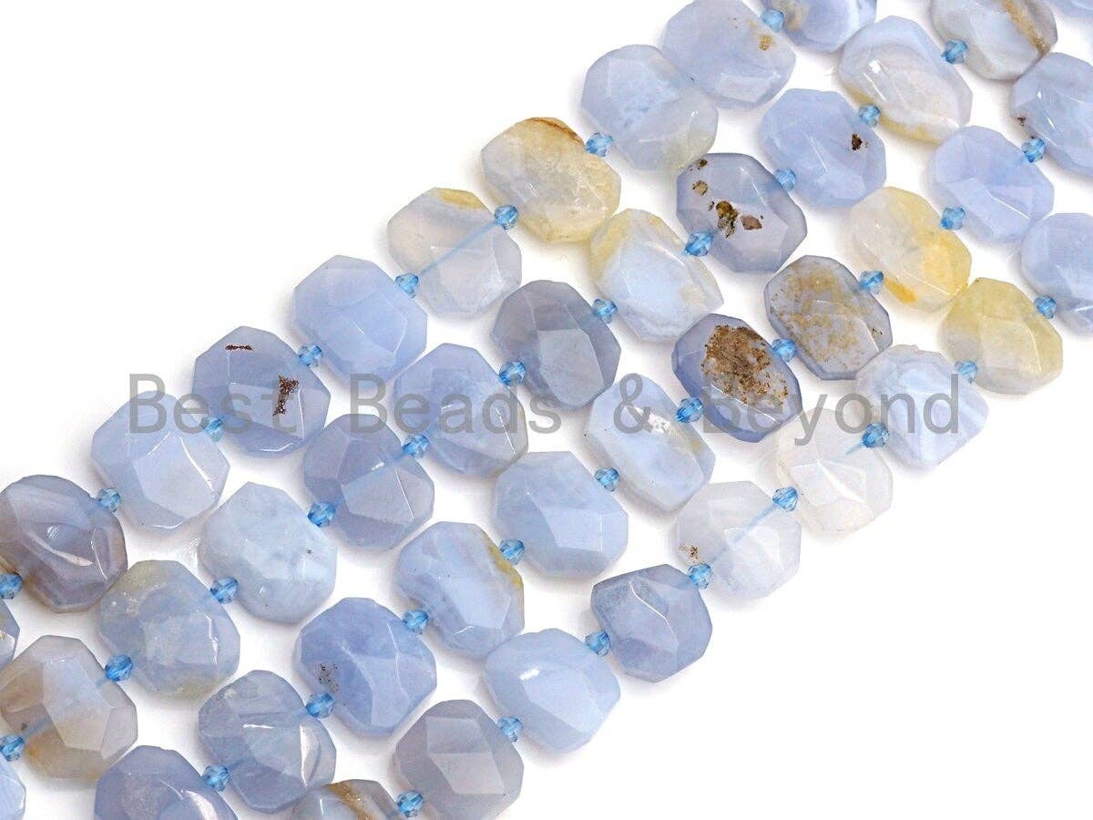 High Quality Natural Blue Chalcedony Rectangle Faceted Beads, Natural Chalcedony beads, 16x22mm, sku#U661