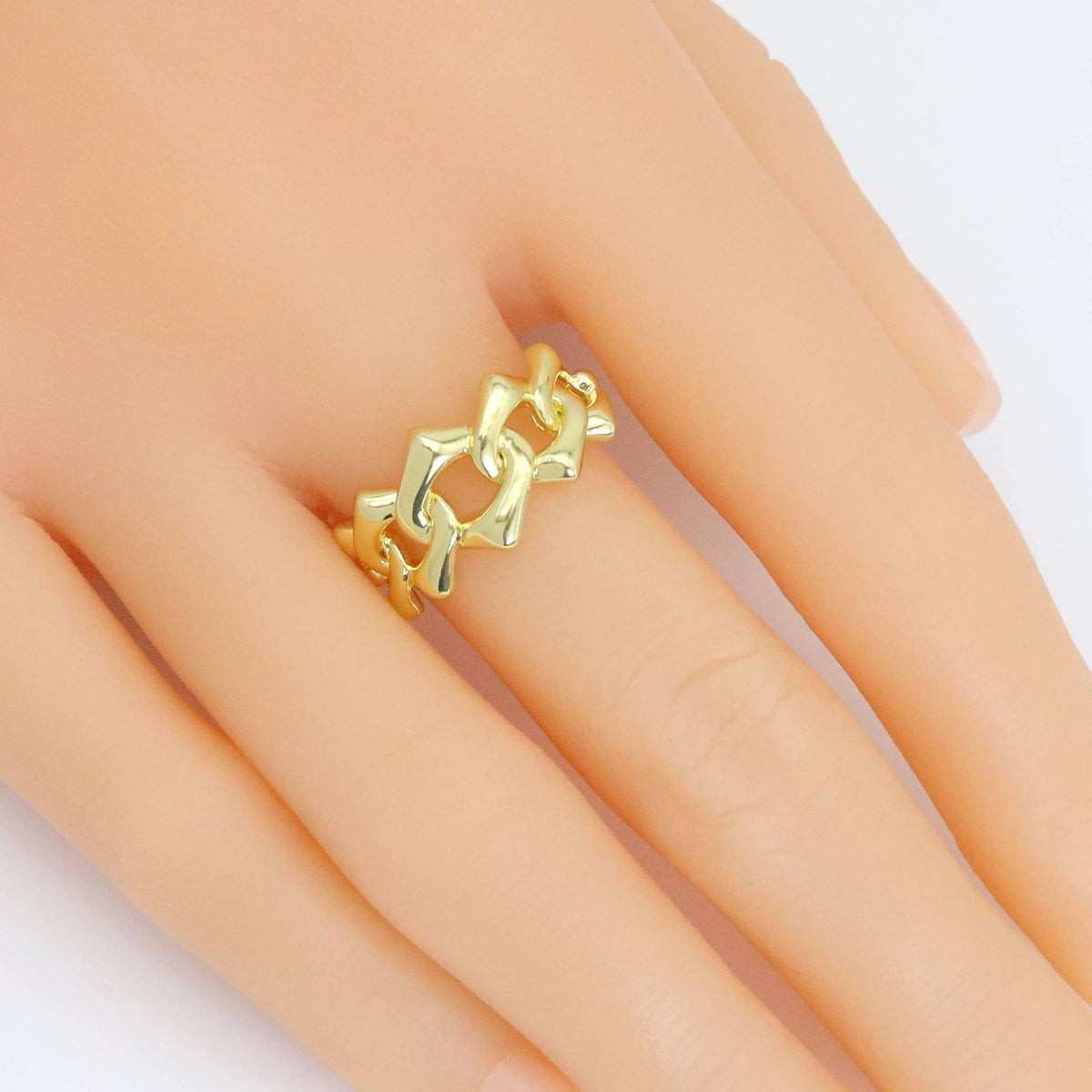 Gold Silver Chain Link Adjustable Ring, Sku#A224