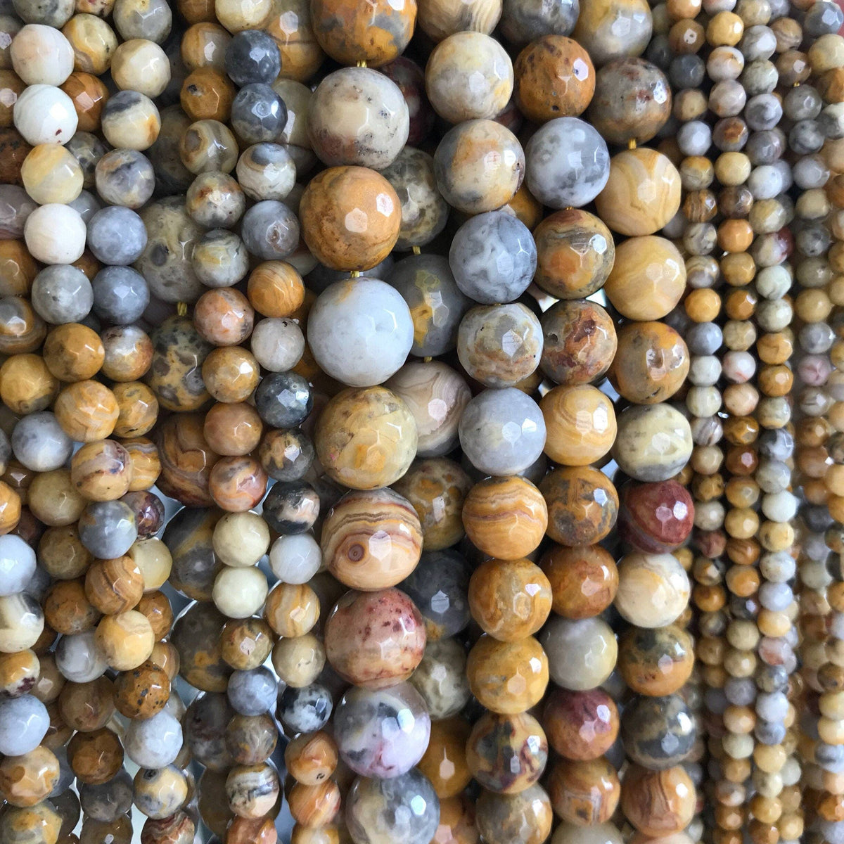 Natural Faceted Crazy Lace Agate beads, 4mm/6mm/10mm/12mm/14mm Natural Yellow Gemstone beads, Natural Agate Beads, 15.5inch strand, SKU#U241