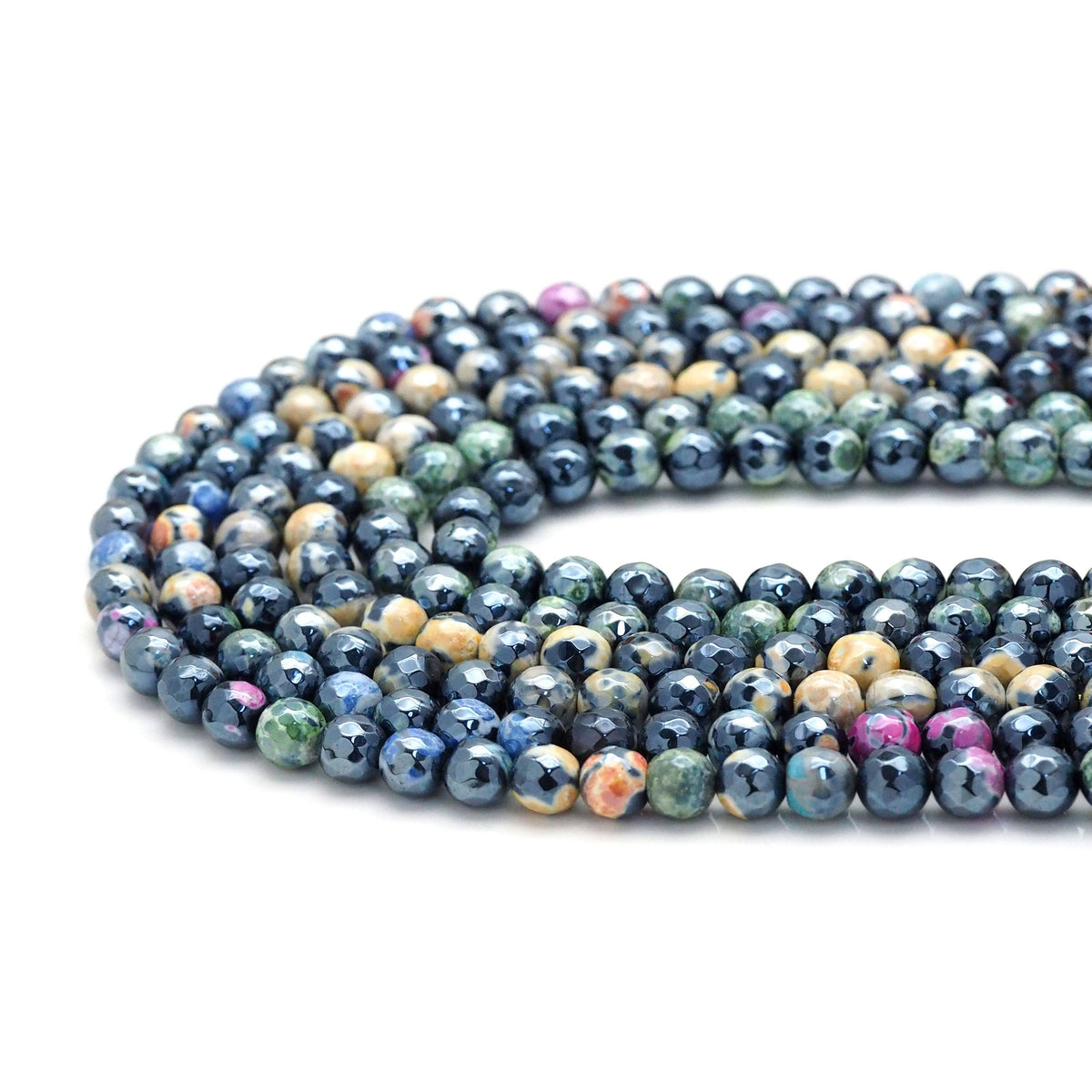 New!!! Mystic Agate Round Faceted Beads, Sku#U1761