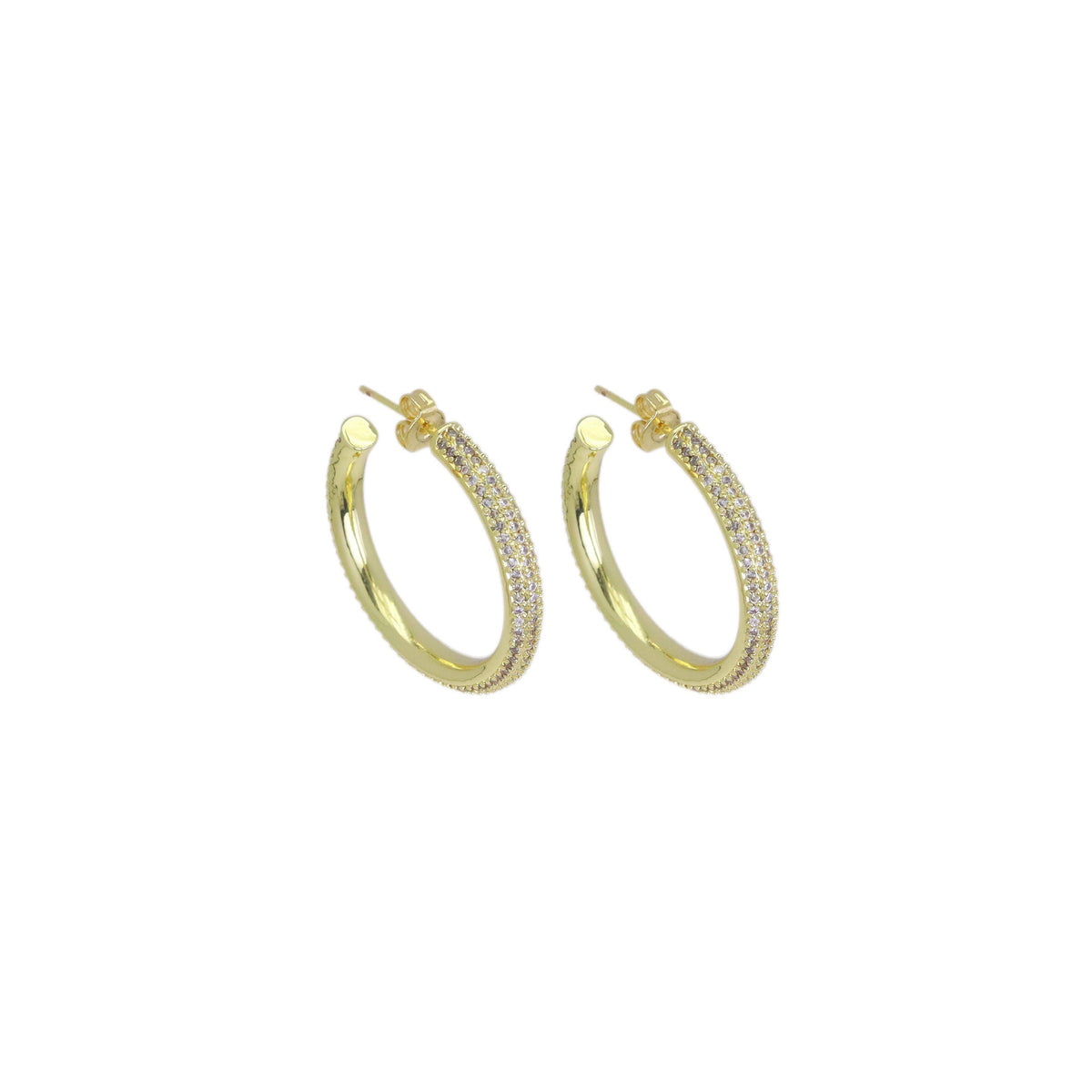 Clear CZ Round hoop Earrings, Sku#LX480c