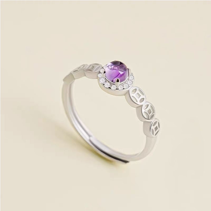 Ring Girl Wang Cai Purple Copper Coin Niche