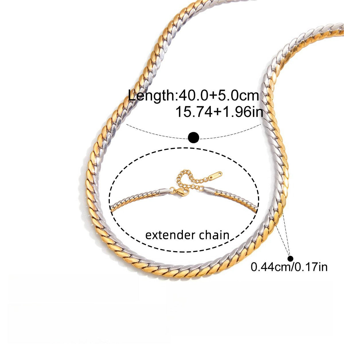 18K gold & S925 silver mixed-metal chain necklace.