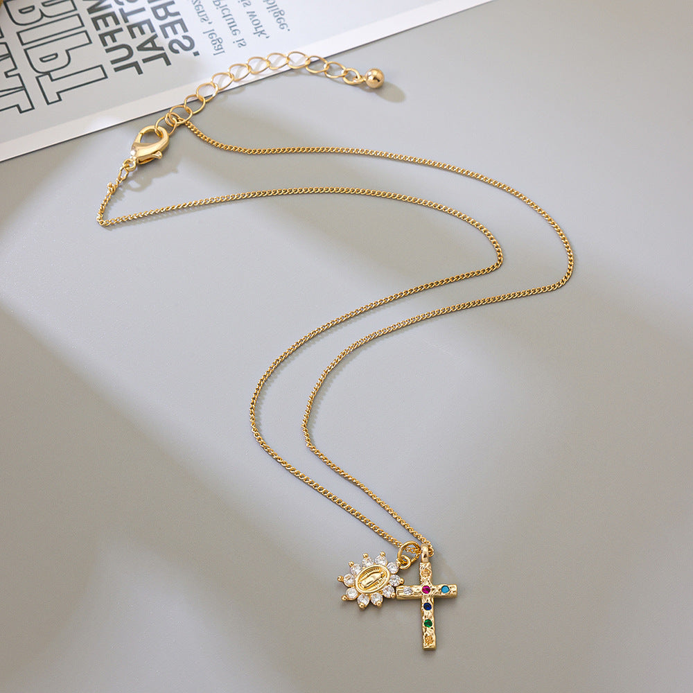 Womens New High-End Necklace With Colored Gemstone Inlays