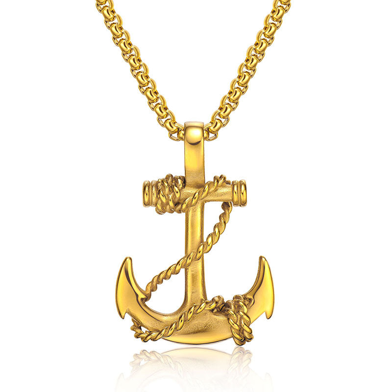 Men's Boat Anchor Rudder Cross Titanium Steel Pendants