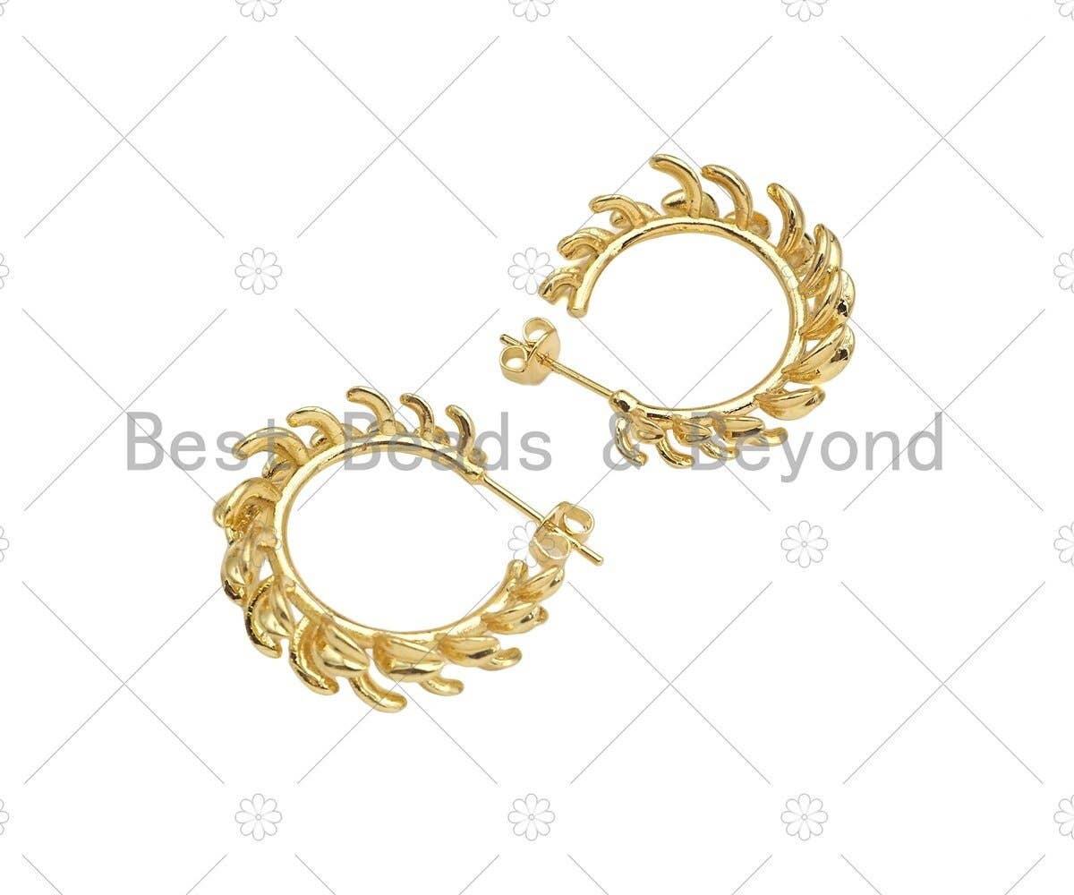 Gold Swirl Spike Hoop Earrings, Sku#J315