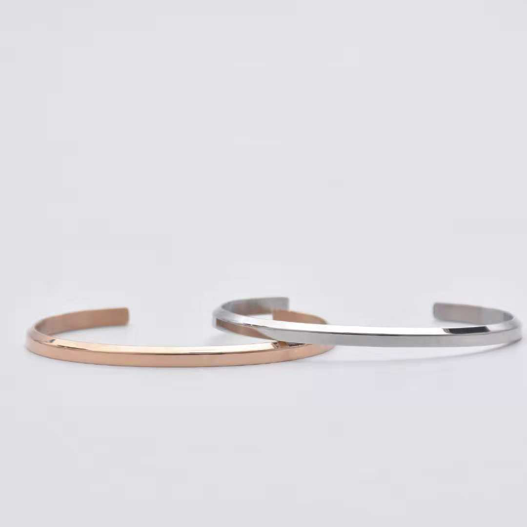 Fashion Simple Titanium Steel Jade Gold Plated Shaped Open Bracelet