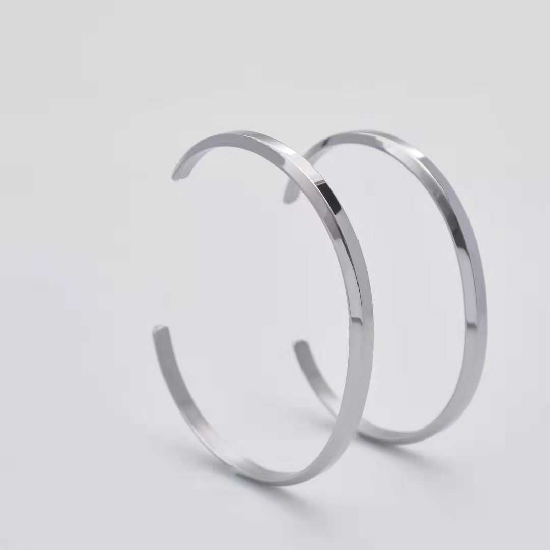 Fashion Simple Titanium Steel Jade Gold Plated Shaped Open Bracelet