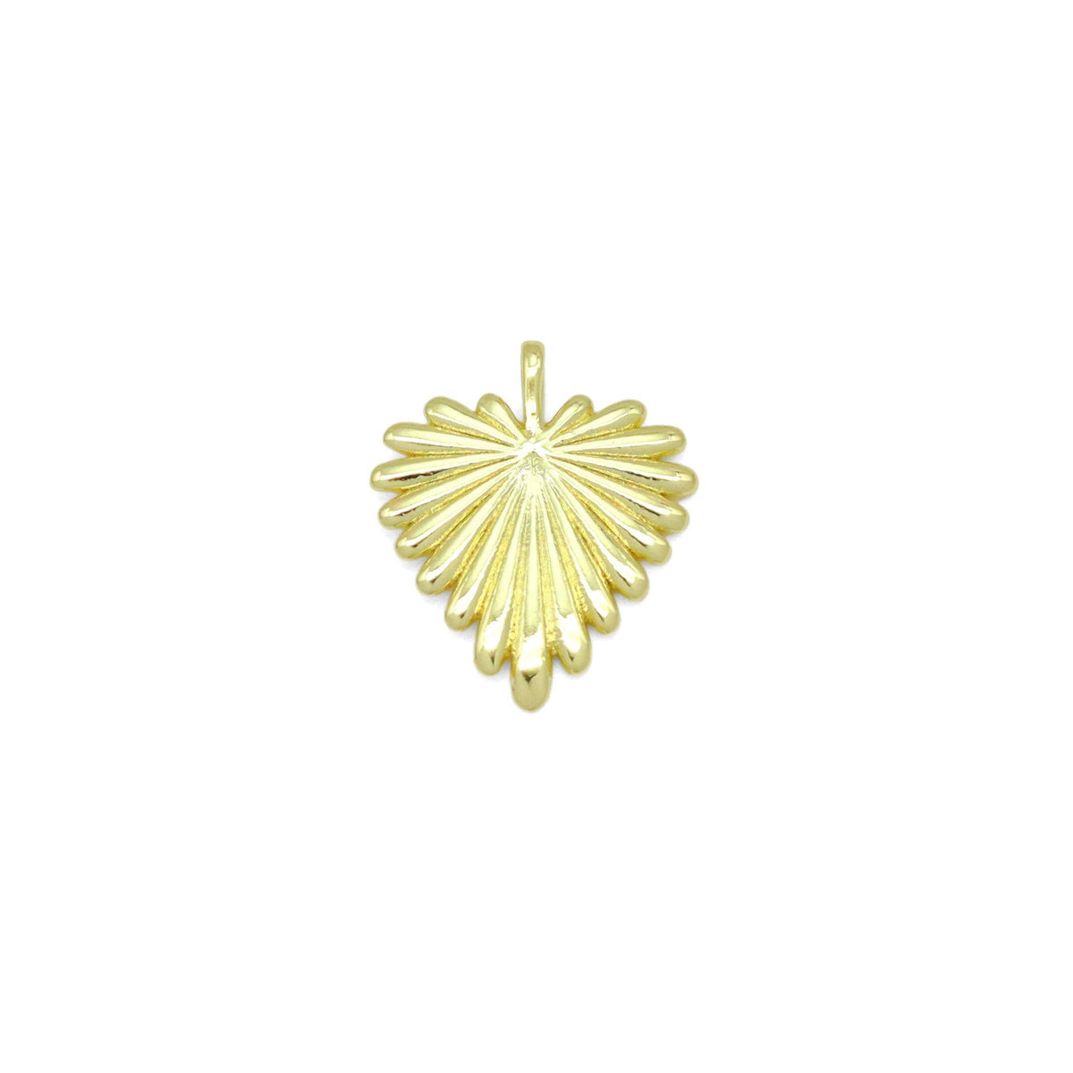 Radial Gold Heart Leaf Shape Charm Pendant, Sku#lx756