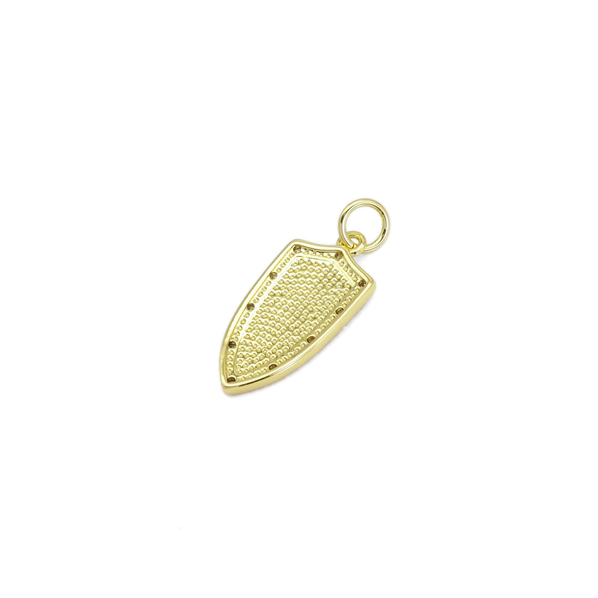 Clear CZ Gold Virgin Mary On Shield Charm, Sku#LX367