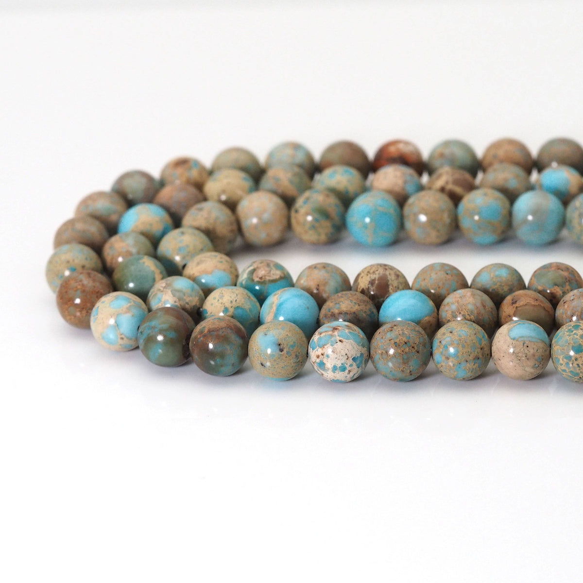 Natural Blue Imperial Jasper, 10mm Round Smooth Beads, Sku#U1605