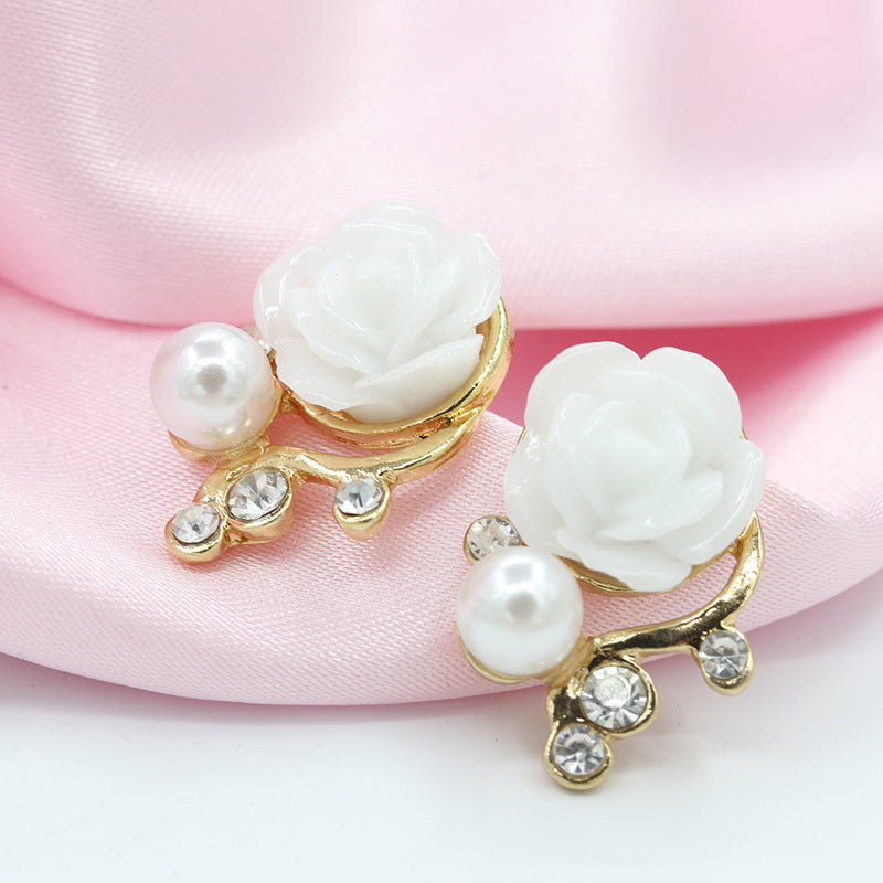 Korean Style Cute Pearl Flower Fashion Earrings