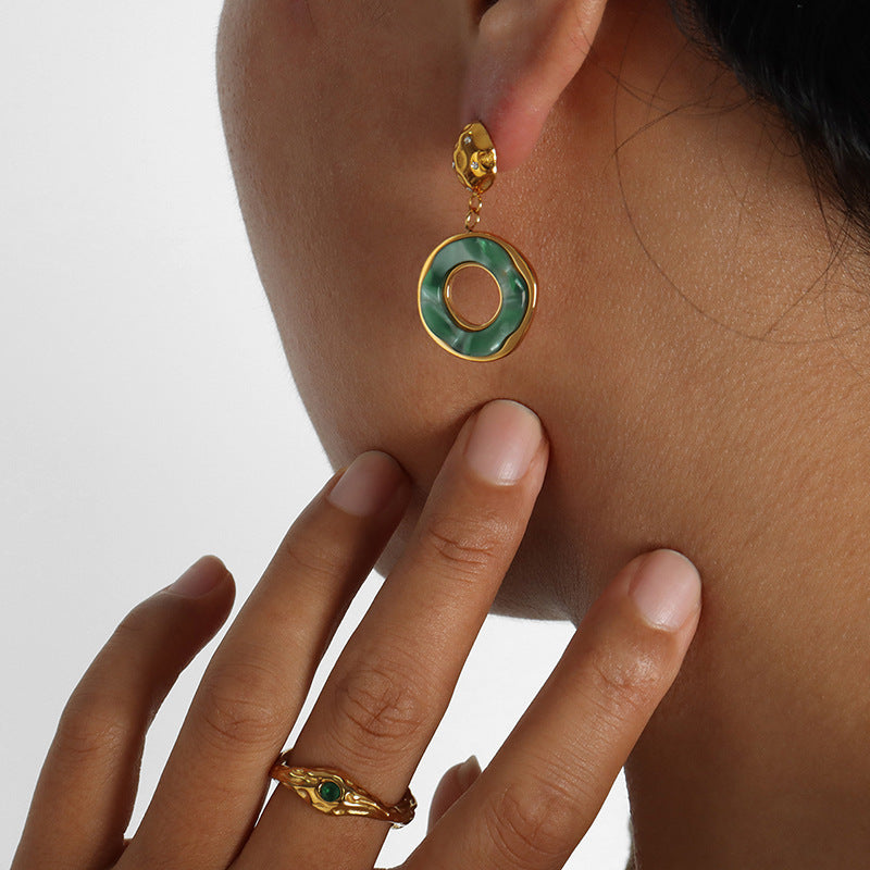 Chinese-style Imperial Court Inspired Versatile Emerald-zircon Earrings
