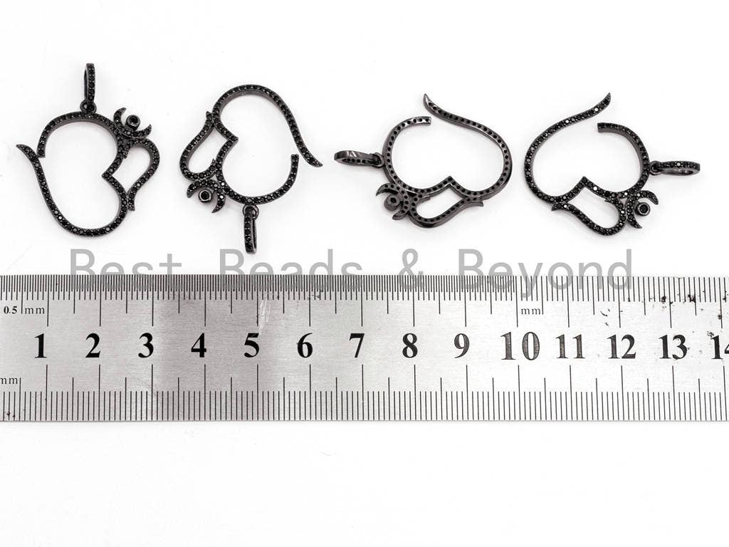 Black CZ Pave On Black Ohm Charm,Ohm Yoga Pendant Beads, Pave OM Charm, CZ Ohm Charm 28x28mm, sku#F383