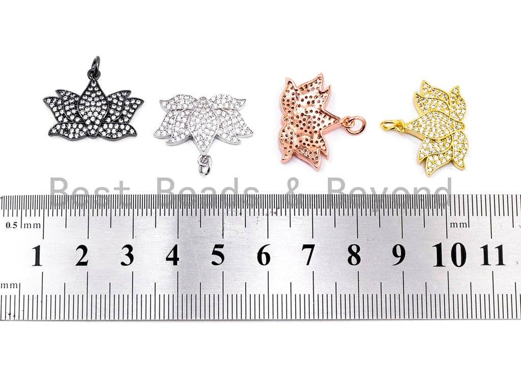 CZ Micro Pave Lotus Pendant for Necklace/Bracelet, Cubic Zirconia Pendant,17x23mm, 1pc, sku#F475